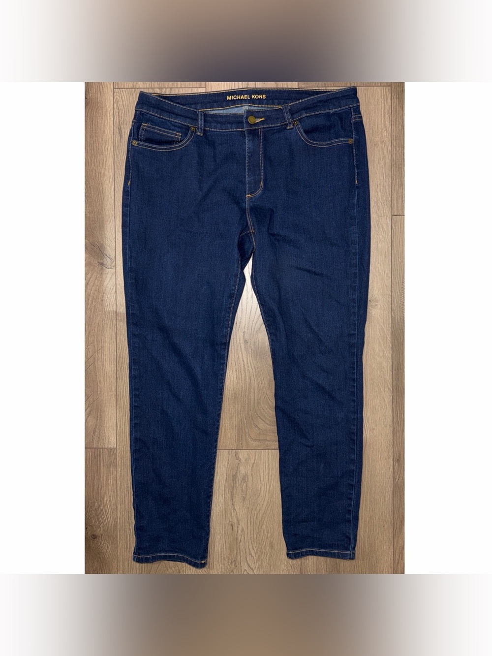 Pre-Owned Michael Kors Blue Skinny Stretch Mk Logo Denim Jeans Plus Size 14